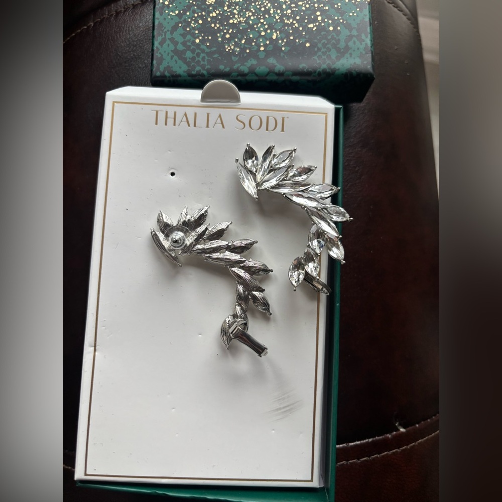 Thalia Sodi Shimmering Silver Leaf Earrings - Picture 3 of 5